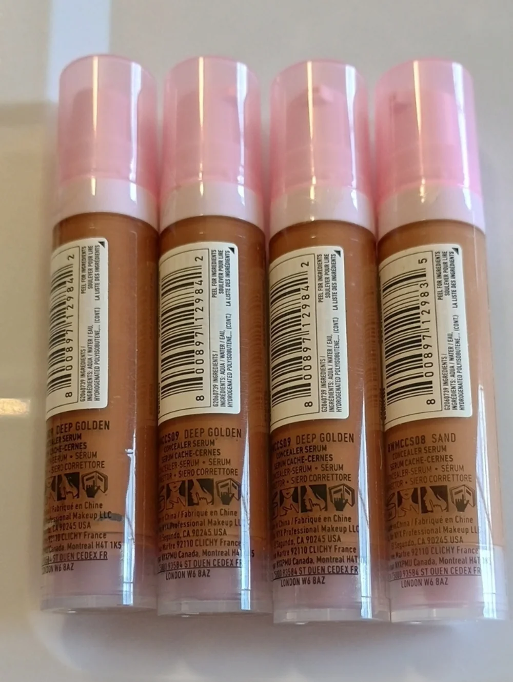 4 x NYX Professional Makeup Bare With Me Serum Concealer, Deep Golden